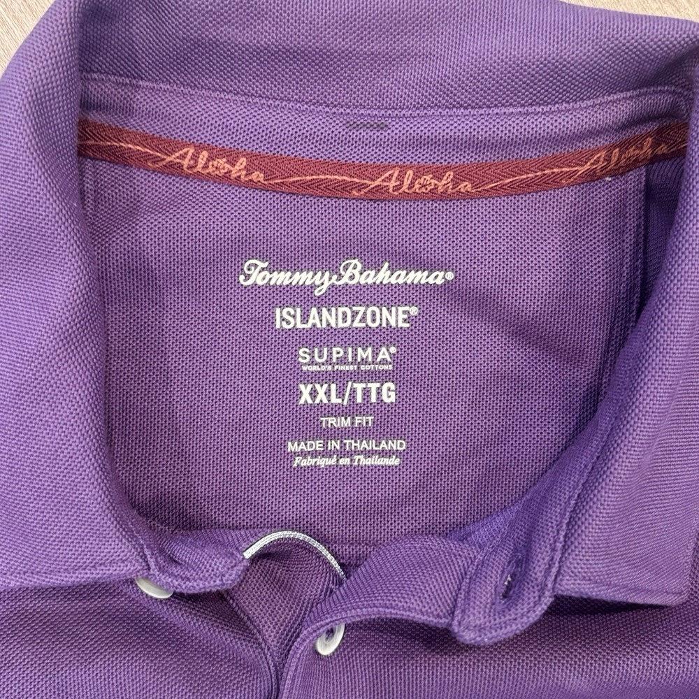 Tommy Bahama Mens IslandZone Polo XXL Purple Supima Cotton Holiday Martini Glass - Picture 4 of 12